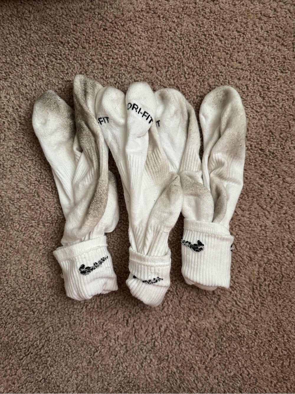 Nike White Crew Socks with Black Swoosh - 3 Pairs
